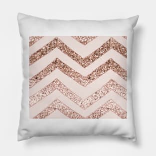 Rose gold glittering chevron Pillow