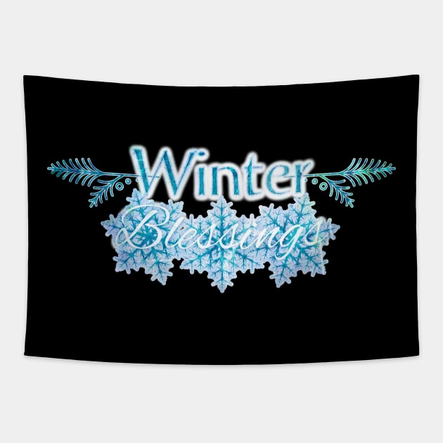 Winter Blessings Snowflake Design Tapestry by mythikcreationz