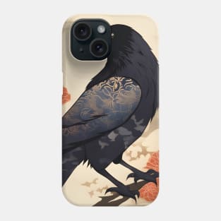 Raven Bird Chiyogami Kimono Pattern Phone Case