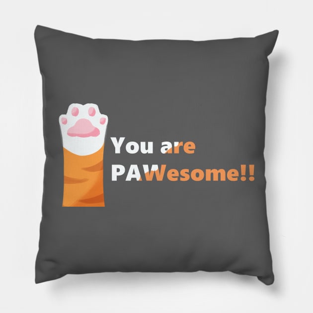 PAWsome Orange Cat Paw Pillow by ArtsyStormy