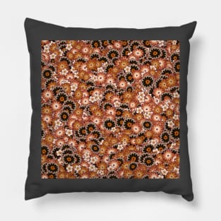 Autumn Color Floral Wallpaper Pattern in Brown, Rust, Cream, and Black Pillow