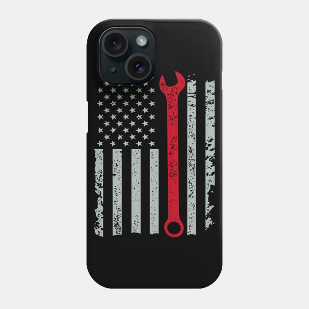 American Auto Mechanic Wrench And Flag Phone Case by QUYNH SOCIU