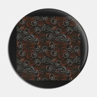 Halloween Pattern Pumpkins Bats Skulls Pin