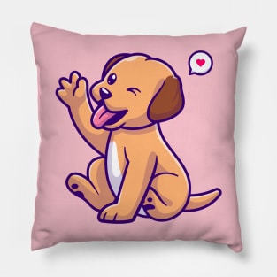 Cute Dog Waving Hand Cartoon Pillow