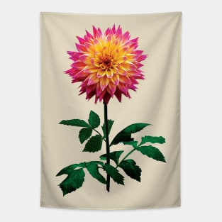 Pink and Yellow Dahlia Tapestry