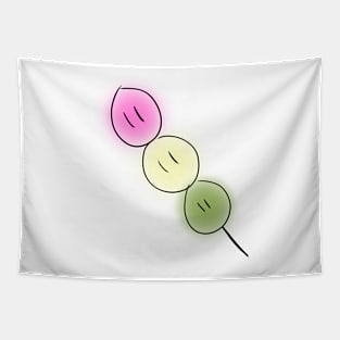 Big Dango family sweet Japanese mochi on pale blue background Tapestry