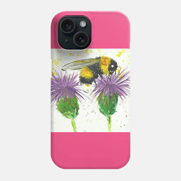 Bumble bee and Thistles Phone Case by Casimirasquirkyart