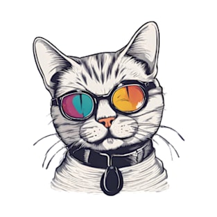 Mr cool cat in a colored glasses T-Shirt