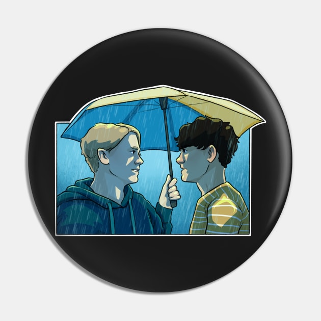 Nick and Charlie - heartstopper drawing - rain Pin by daddymactinus