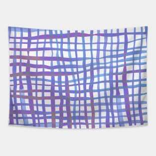 Watercolor doodle gingham - pastel blue and ultra violet Tapestry