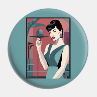 Winged Wonder Plate Bettie Page Art Deco Retro Pin