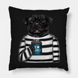 I Need Coffee And My Pug Pillow