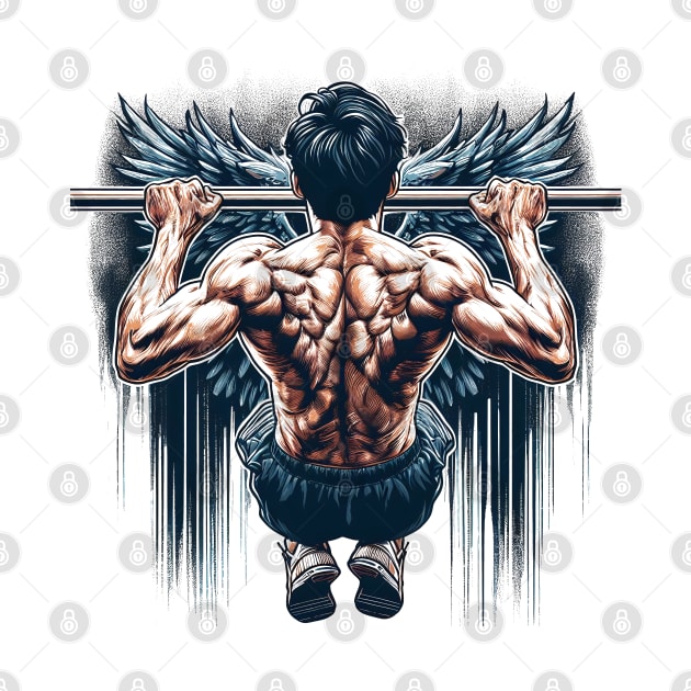 Muscular, Lean Guy doing Pullups by SimpliPrinter