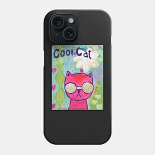 Cool Cat painting mixed media Phone Case