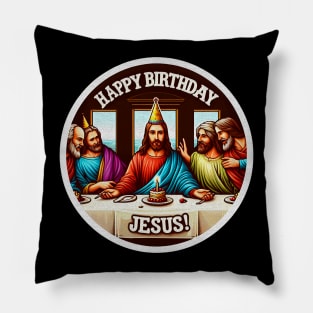 Happy Birthday Jesus Disciples Last Supper Christmas Pillow