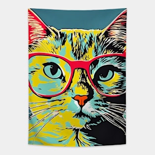 Cat With Glasses Tapestry