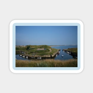 Seaton Sluice harbour under a blue sky Magnet