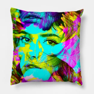 Glitch Girl Glitch Art Pillow