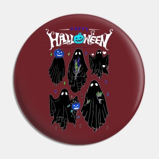 Ghostly Gathering: Cute Spirits Celebrate Halloween with Joy Pin