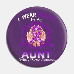 I Wear Purple For My Aunt Crohn's Disease Awareness Pin