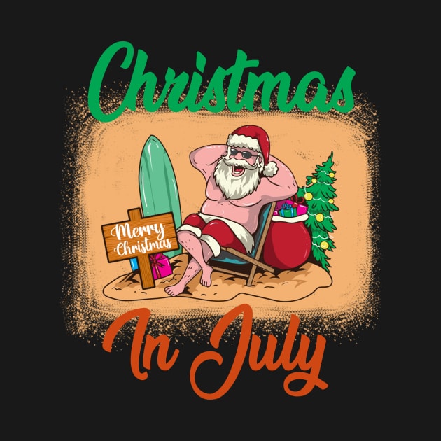 Christmas In July Funny Santa Summer Beach Vacation by Kagina