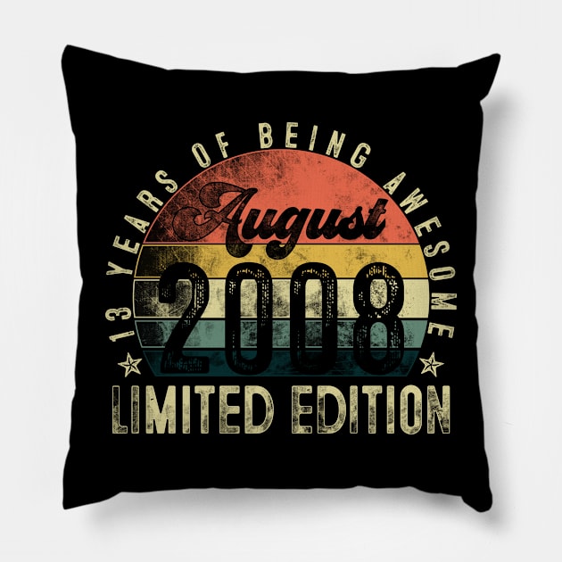 Vintage Retro August 2008 13 years of being Awesome Pillow by TeeBlade