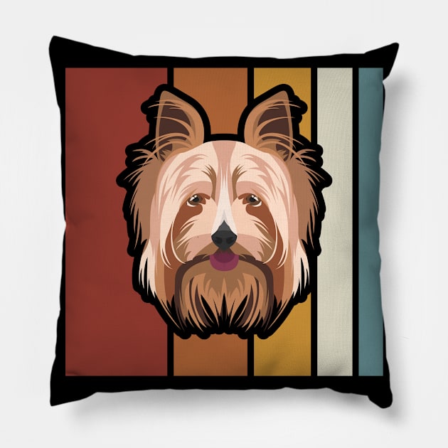 Smiling Yorkshire Terrier Retro Pillow by GreenOptix