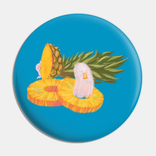 Pineapple and Ghosts Pin by SarahWrightArt