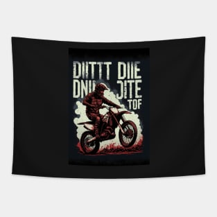 Dirt bike - red silhouette, black background Tapestry