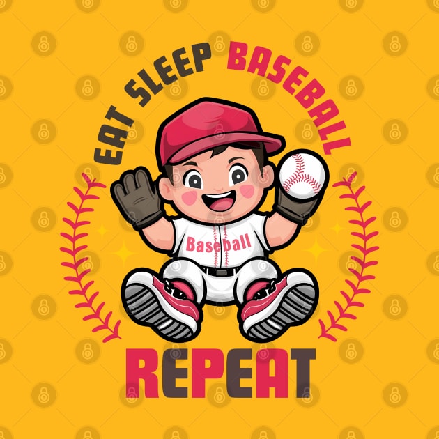 Eat sleep baseball repeat by Furpo Design