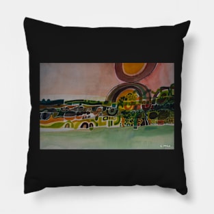 Abstract English Countryside Landscape Pillow