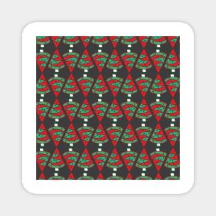 Geometric Christmas trees on black Magnet