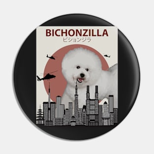 Bichonzilla - Giant Bichon Frise Dog Monster Pin