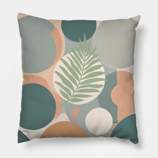 Scandinavian Art Mid Century Modern Abstract Beige Geometric Boho Leaf Pillow