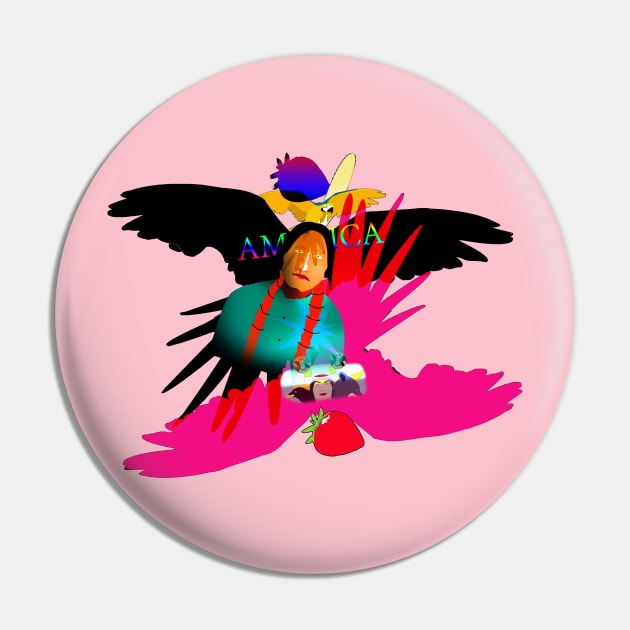 Indian, Parrot and Strawberry Pin by momomoma