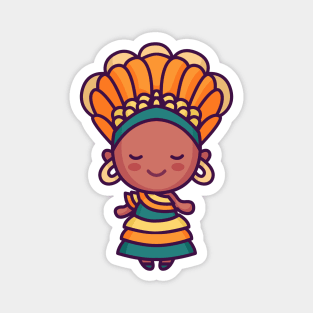 Cute Traditional Brazilian Woman with Headdress Magnet