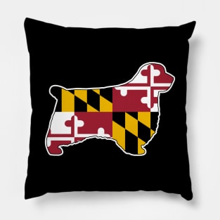 Clumber Spaniel Silhouette with Maryland Flag Pillow