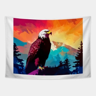 Majestic Eagle Silhouette: Freedom's Colors Tapestry