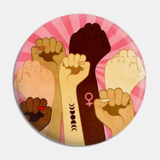 Female raised fists Pin