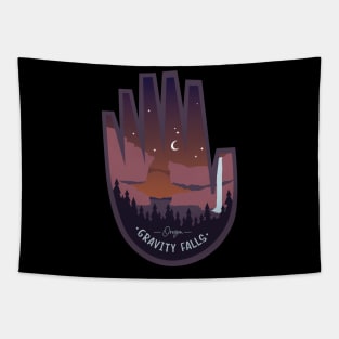 Gravity Falls Oregon at Night Tapestry