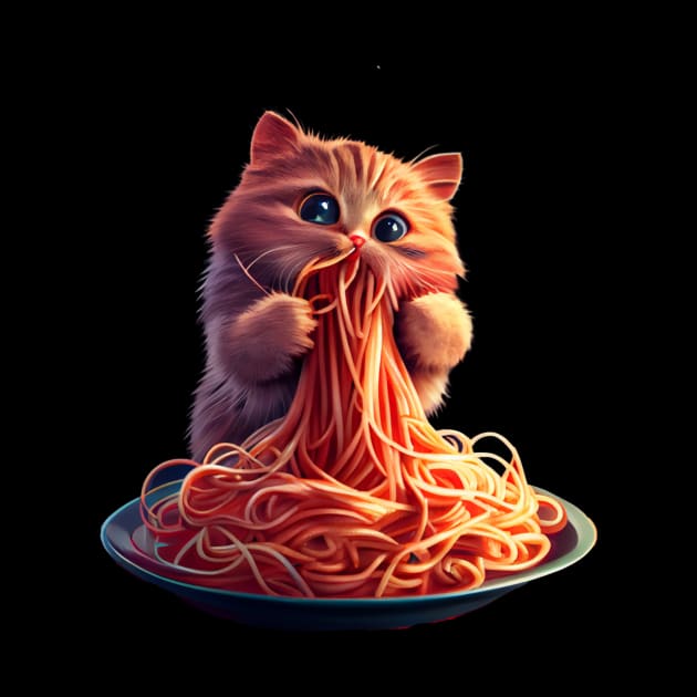 Cute Cat Eating Spaghetti by Pixy Official