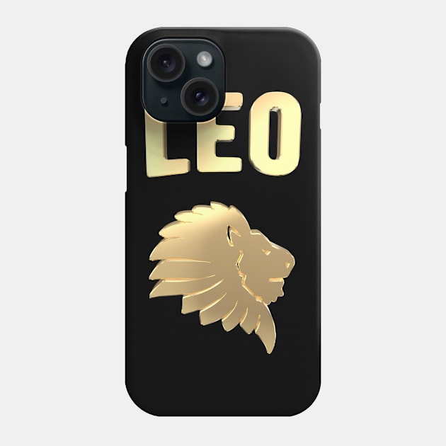 Gold Zodiac Sign Leo Born in August Gift Phone Case by HappyGiftArt