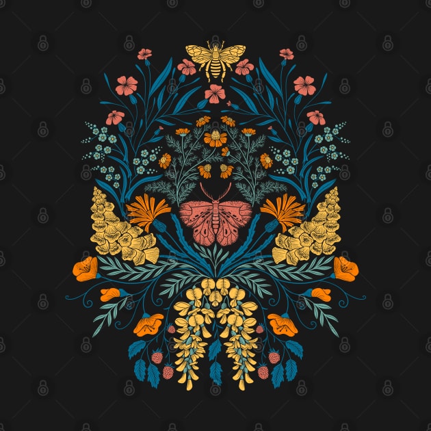 Wildflower Botanical Damask by DenesAnnaDesign