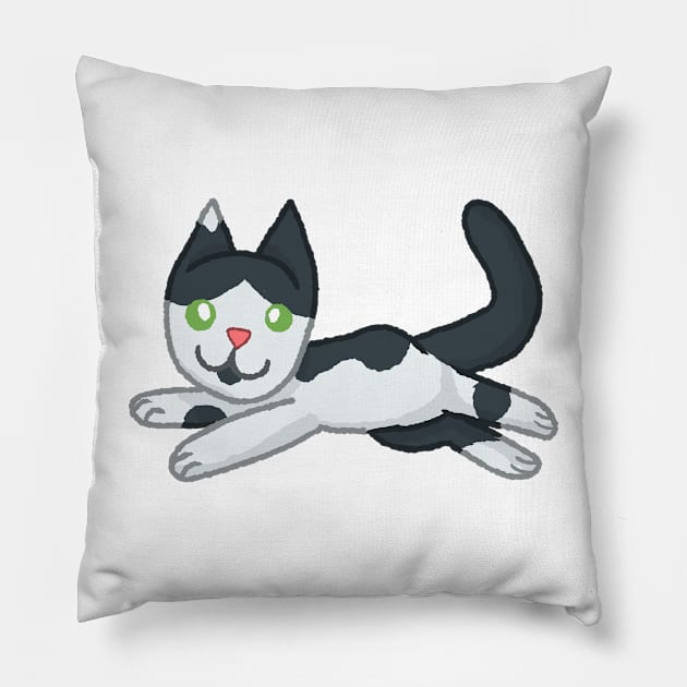 Floppy Cat [Black And White] Pillow by Quirkball