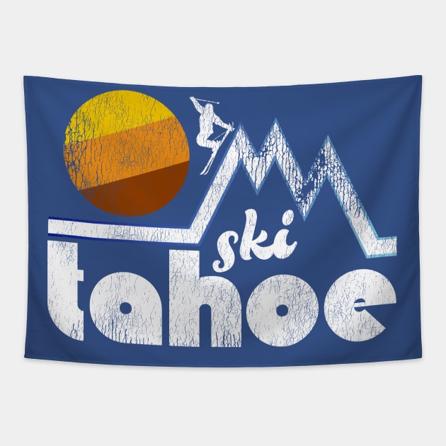 Retro Ski Tahoe Tapestry by darklordpug