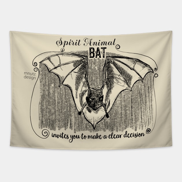 Spirit animal Bat black Tapestry by mnutz