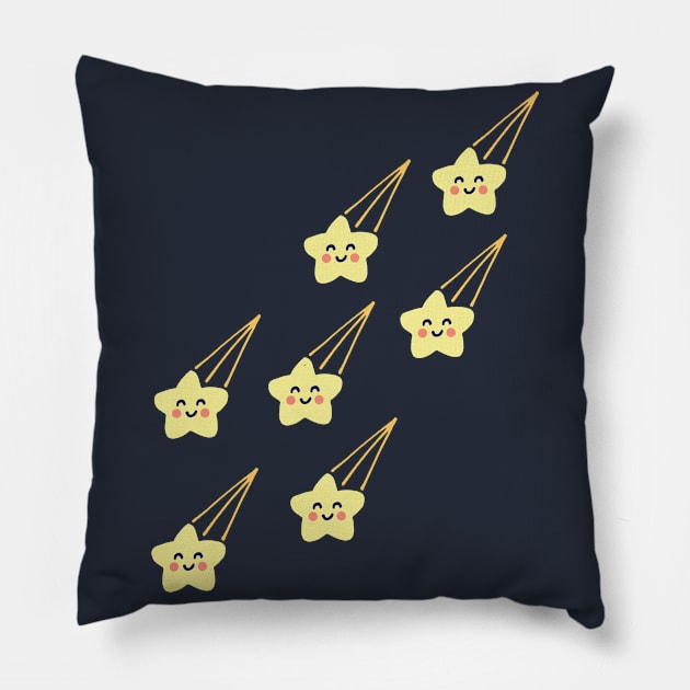 Zoom Zoom Shooting Stars Pillow by cheekimori