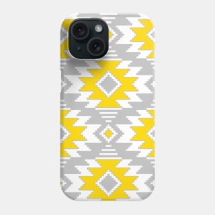 Tribal Aztec Native Ornament - White Gray Yellow Sunny Gold Pastel Ethnic Geometric Amulet Boho Pattern Phone Case