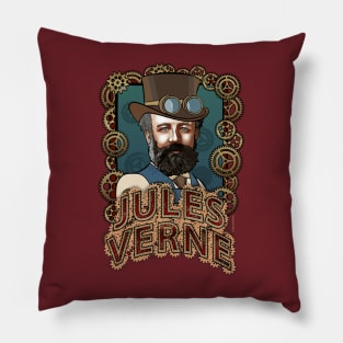 Portrait of Jules Verne Steampunk Pillow