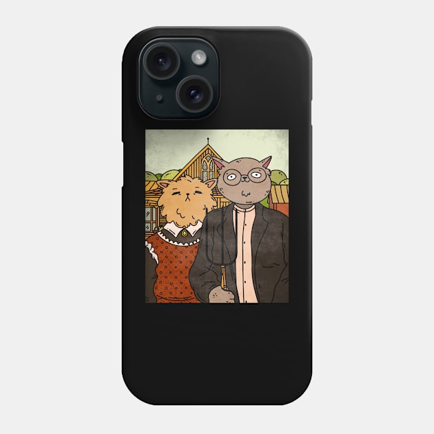 Grant Wood cat Phone Case by GalaTati